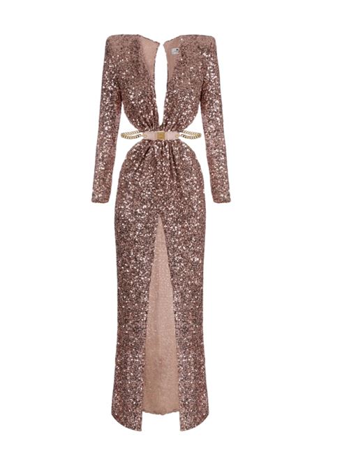 Abito Red Carpet in paillettes con cintura ELISABETTA FRANCHI | ABR1561E2.EA1